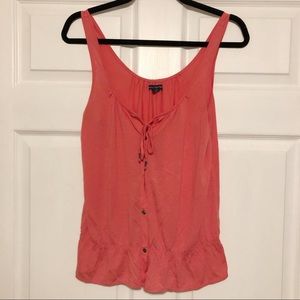 American Eagle Button Down Tank Top Pink Medium